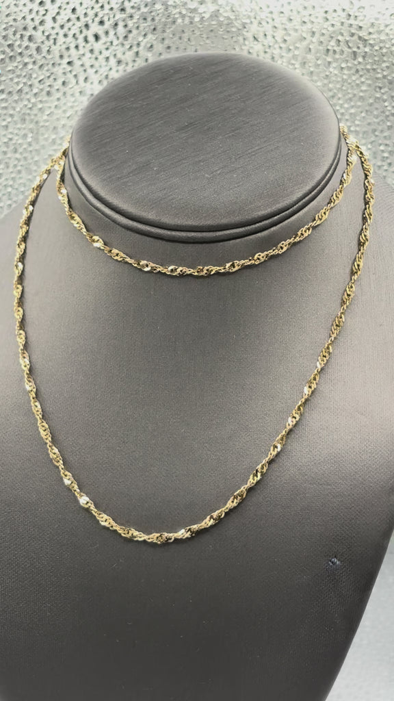 14 Karat Yellow Gold Ladies Twisted Sparkle Chain