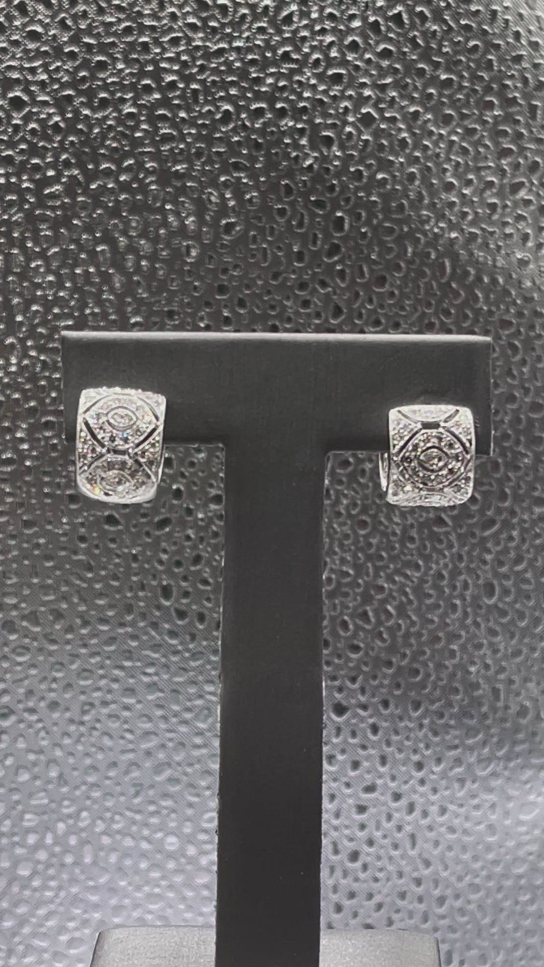 14 Karat White Gold Diamond Filigree Cuff Earrings