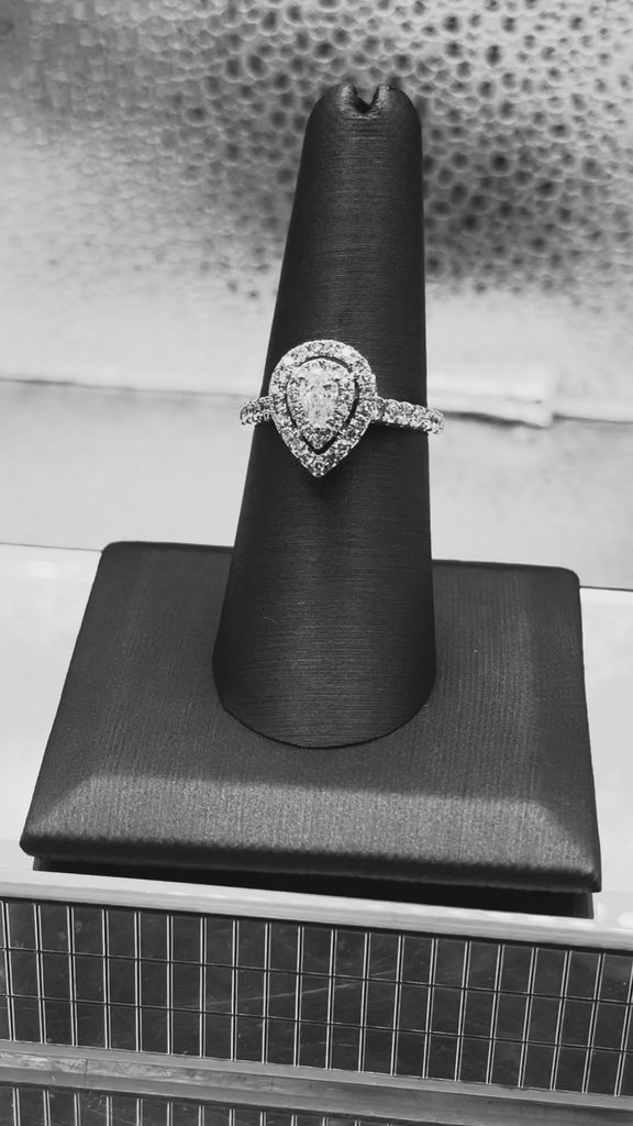 14 Karat White Gold Pear Shaped Diamond Engagement Ring