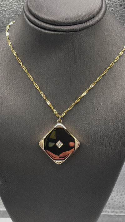 Ladies Antique 14 Karat Solid Yellow Gold and Diamond Locket Pendant