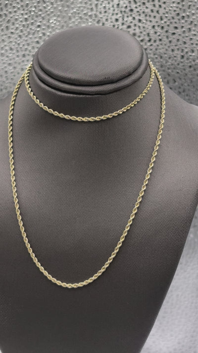 Movie of Ladies/ Gents 14 karat Yellow Gold Dia-Cut Solid Rope Chain