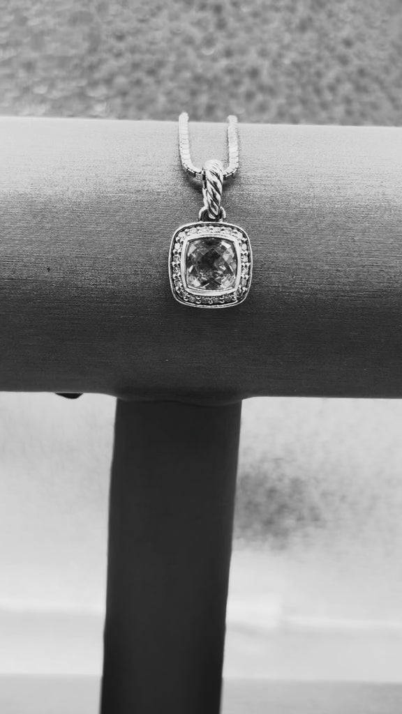 David Yurman 925/Sterling Albion White Topaz Diamond Pendant