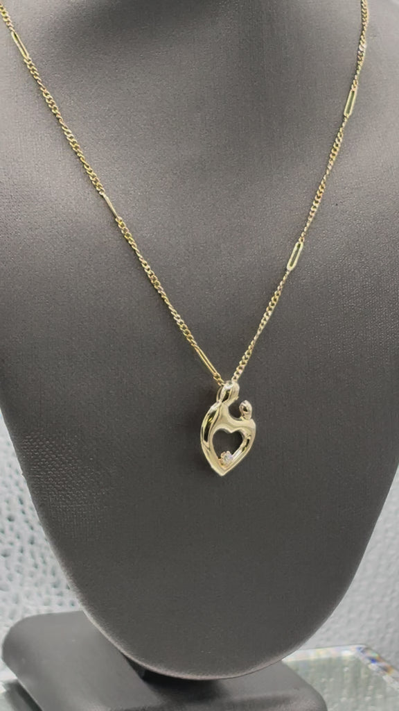 Movie of Ladies 14 Karat Yellow Gold Mother & Baby Charm & Chain