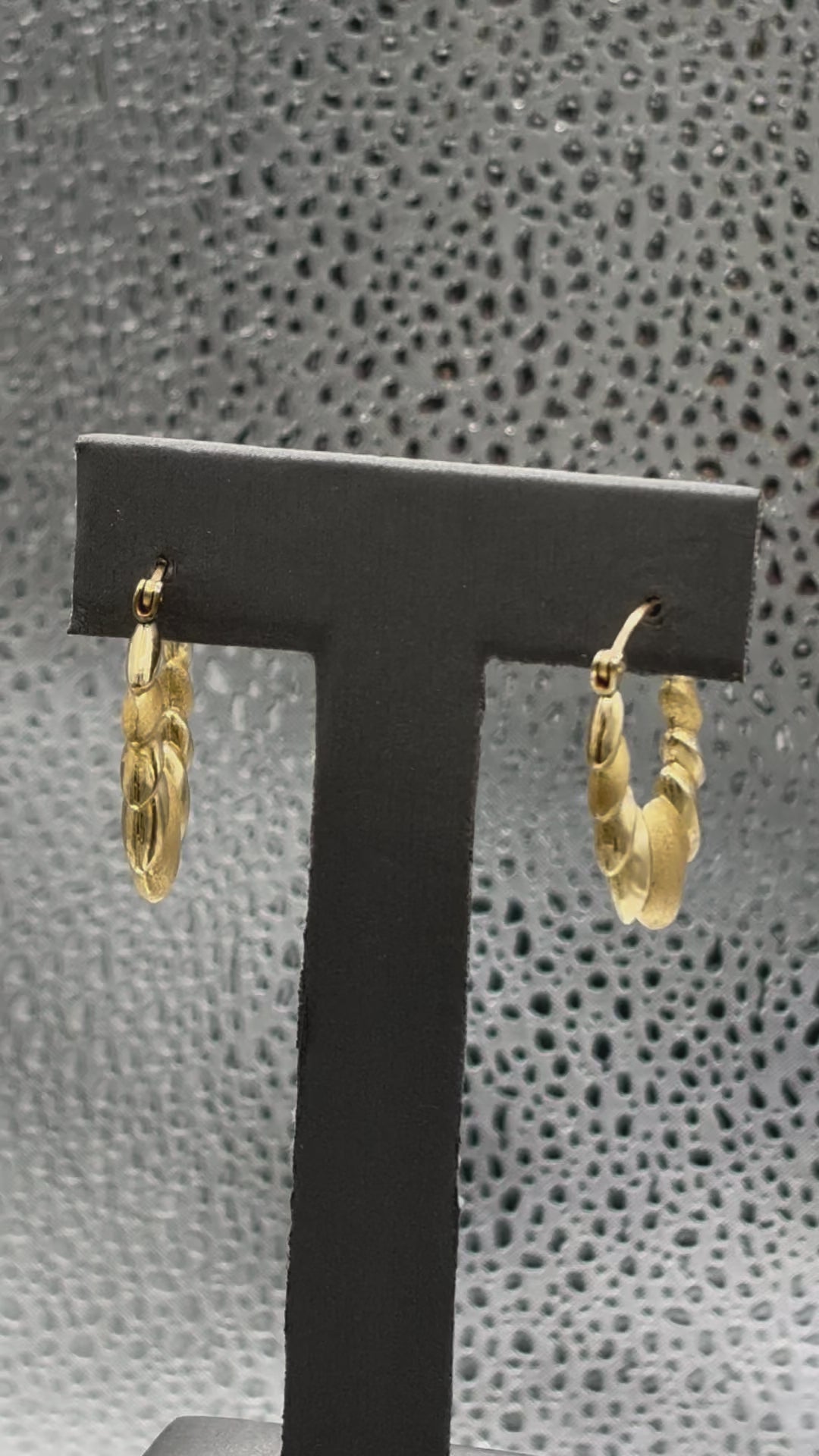 Movie of Ladies 14 Karat Yellow Gold Twin Finish Acorn Hoop Earrings