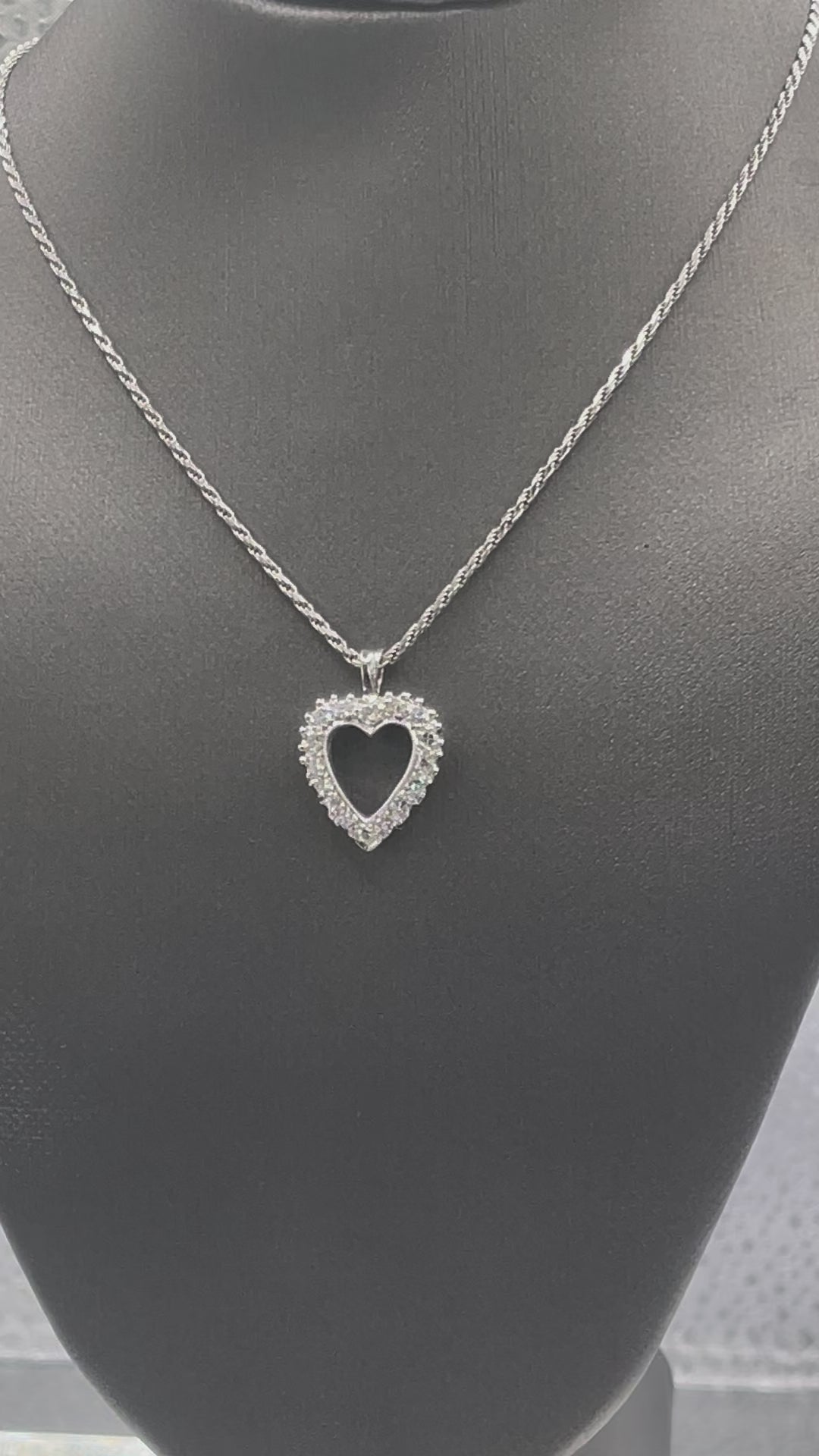 Movie of Ladies 14 Karat Solid White Gold Diamond Heart Pendant