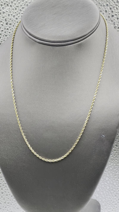 14 Karat Yellow Gold Diamond Cut Solid Rope Chain