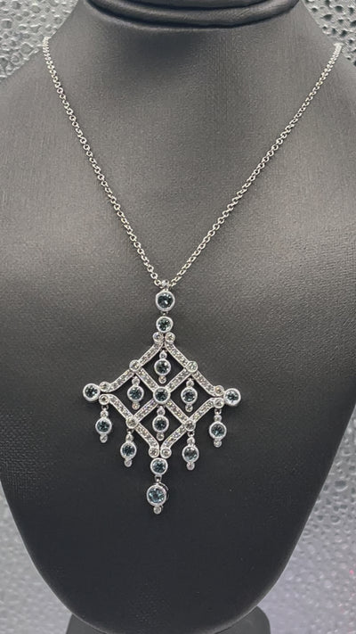 Movie of Ladies Gorgeous 18 Karat White Gold Diamond & Aquamarine Pendant & Chain