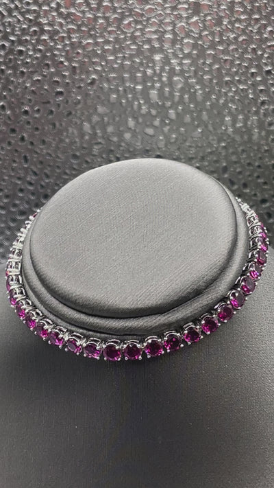 Sterling Silver Tennis Bracelet with Pink Zircon Stones