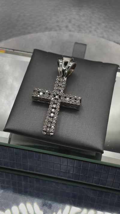 Movie of Ladies / Gents 14 Karat White Gold Diamond Cross Pendant