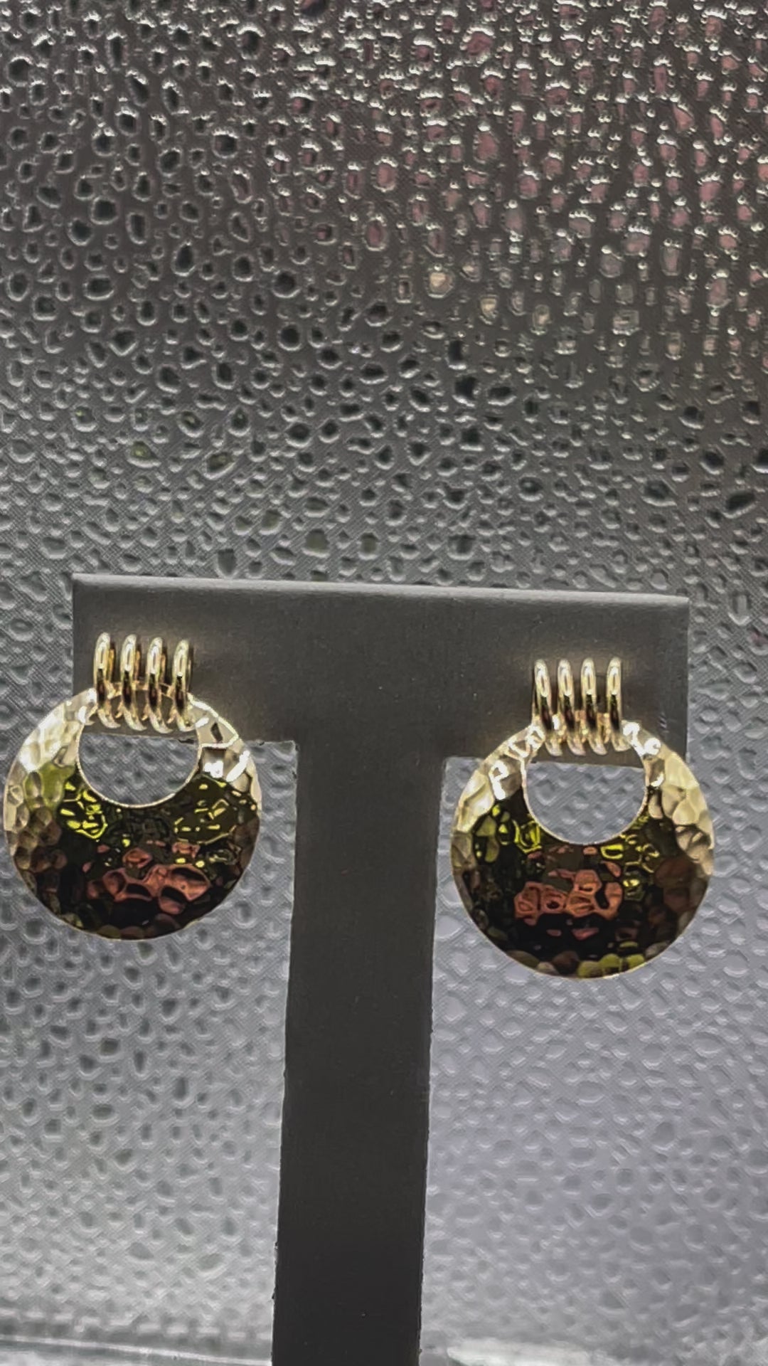 Ladies 14 Karat Yellow Gold Hammered Finish Hoop Earrings