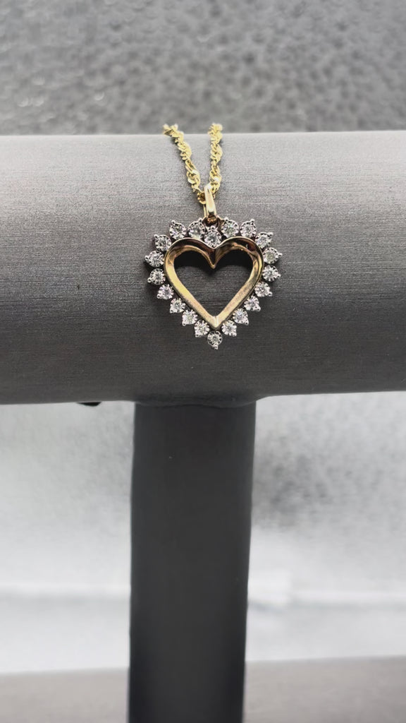 10 Karat Yellow Gold Ladies Diamond Heart Pendant