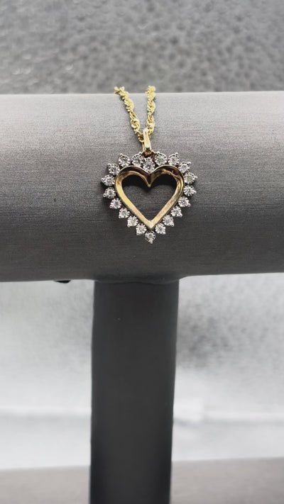 10 Karat Yellow Gold Ladies Diamond Heart Pendant