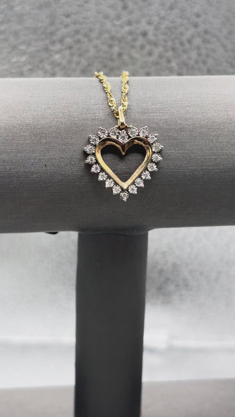 10 Karat Yellow Gold Ladies Diamond Heart Pendant