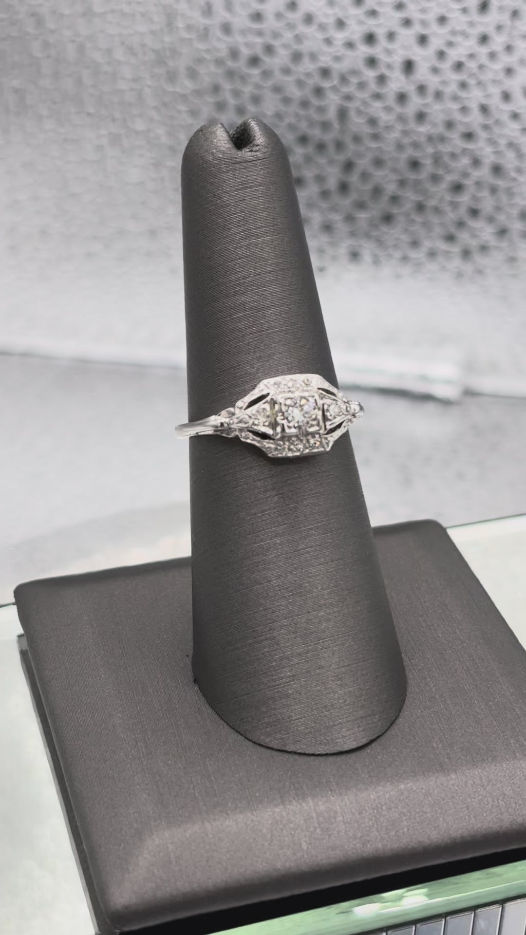Movie of Antique Ladies Platinum Diamond Filagre Ring