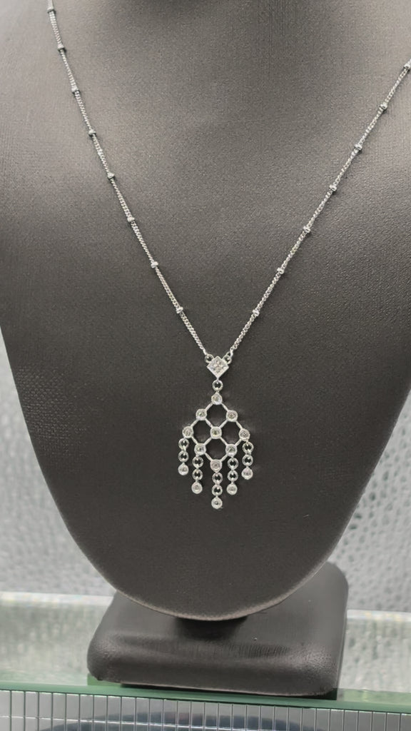 Movie of Ladies 14 Karat White Gold Diamond Chandelier Pendant & Chain