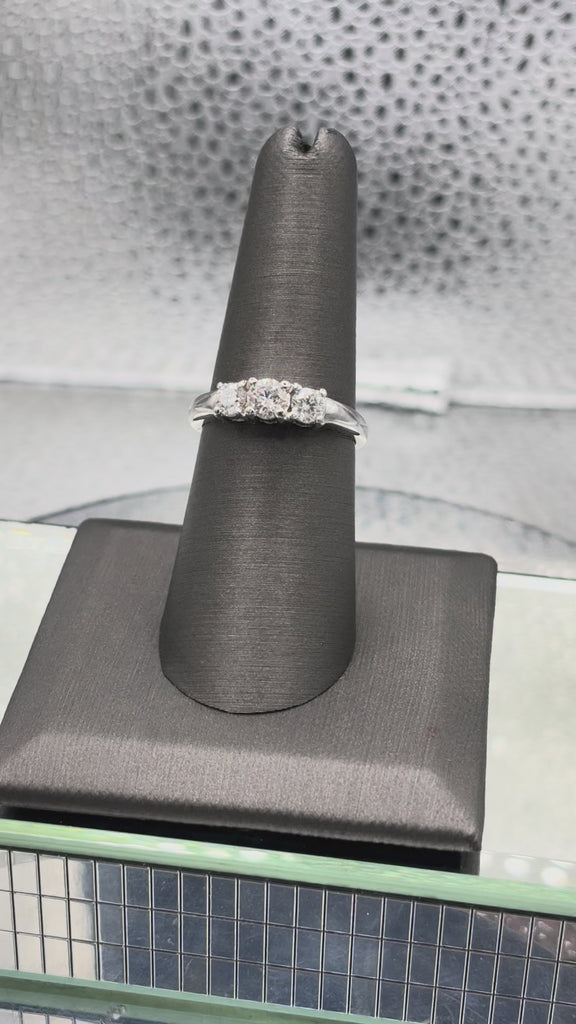 14 Karat White Gold Ladies Past Present Future Diamond Ring