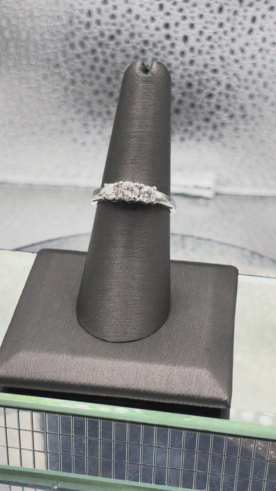 14 Karat White Gold Ladies Past Present Future Diamond Ring