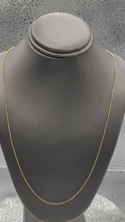 Ladies 14 Karat Solid Yellow Gold Di-Cut Bead Chain