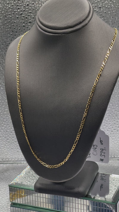 Ladies 14 Karat Solid Yellow Gold Figero Link Chain