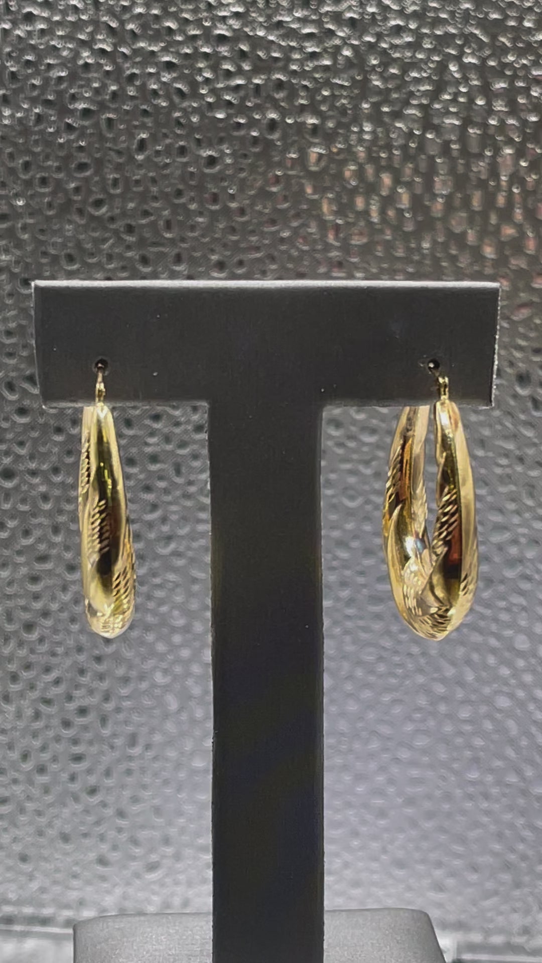Ladies 14 Karat Solid Yellow Gold Fancy Hoop Earrings