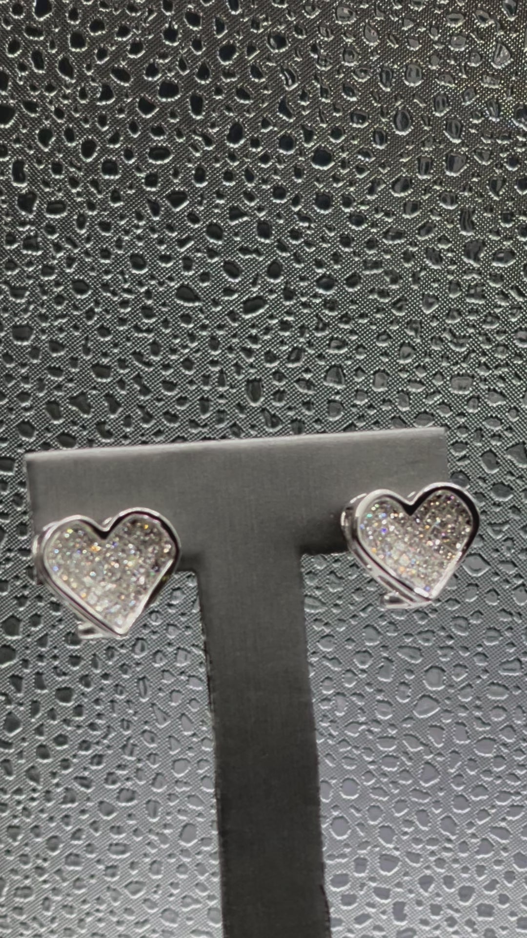 Movie of Ladies 10 Karat Solid White Gold Princess Cut Diamond Heart Earrings