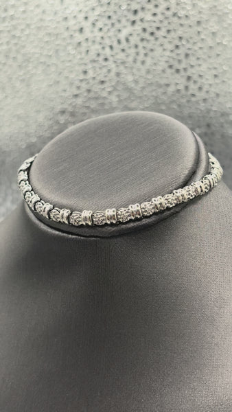 10 Karat White Gold Ladies Diamond Tennis Style Link Bracelet