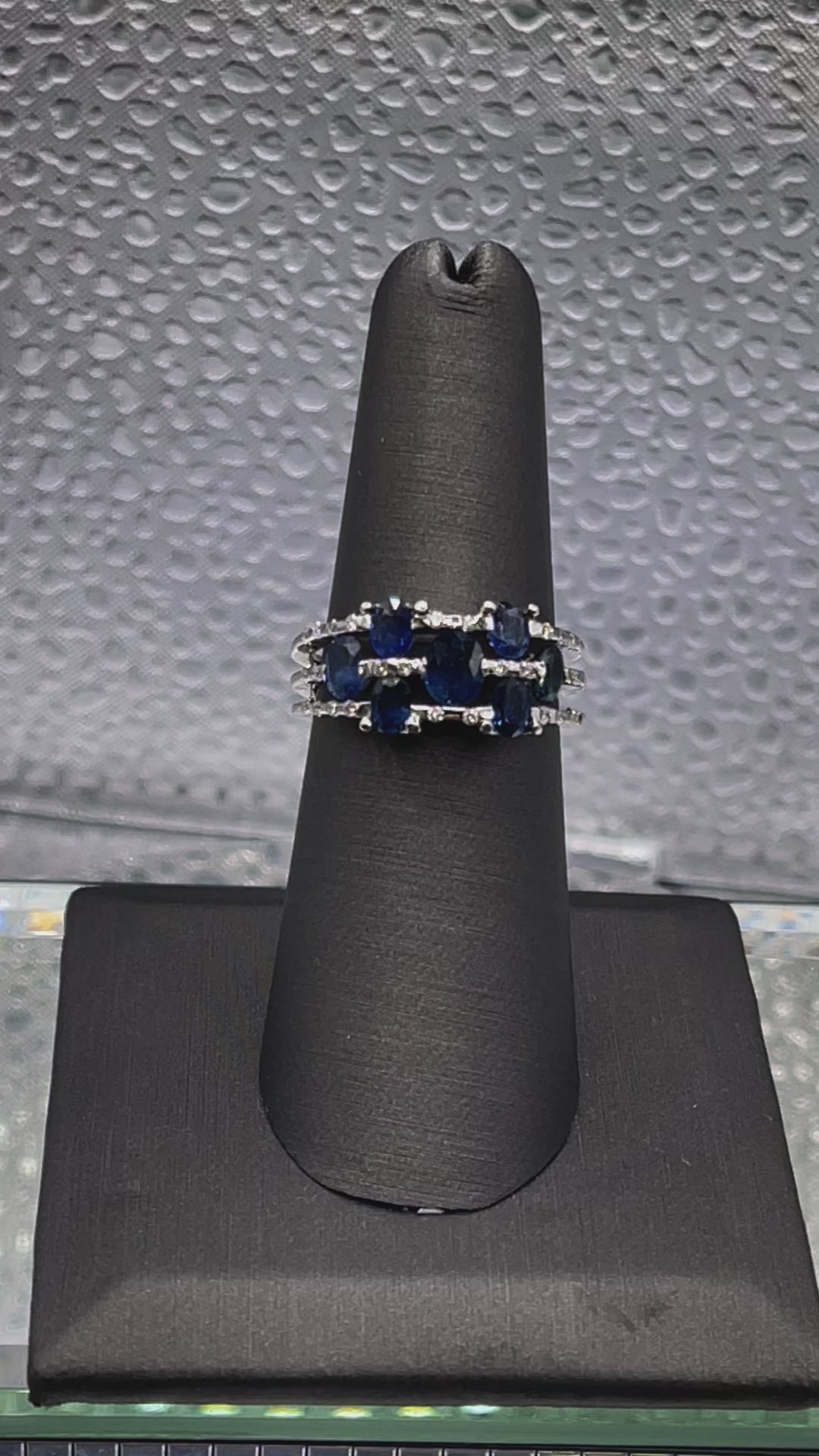 Ladies 14 Karat White Gold Diamond and Sapphire Cocktail Ring