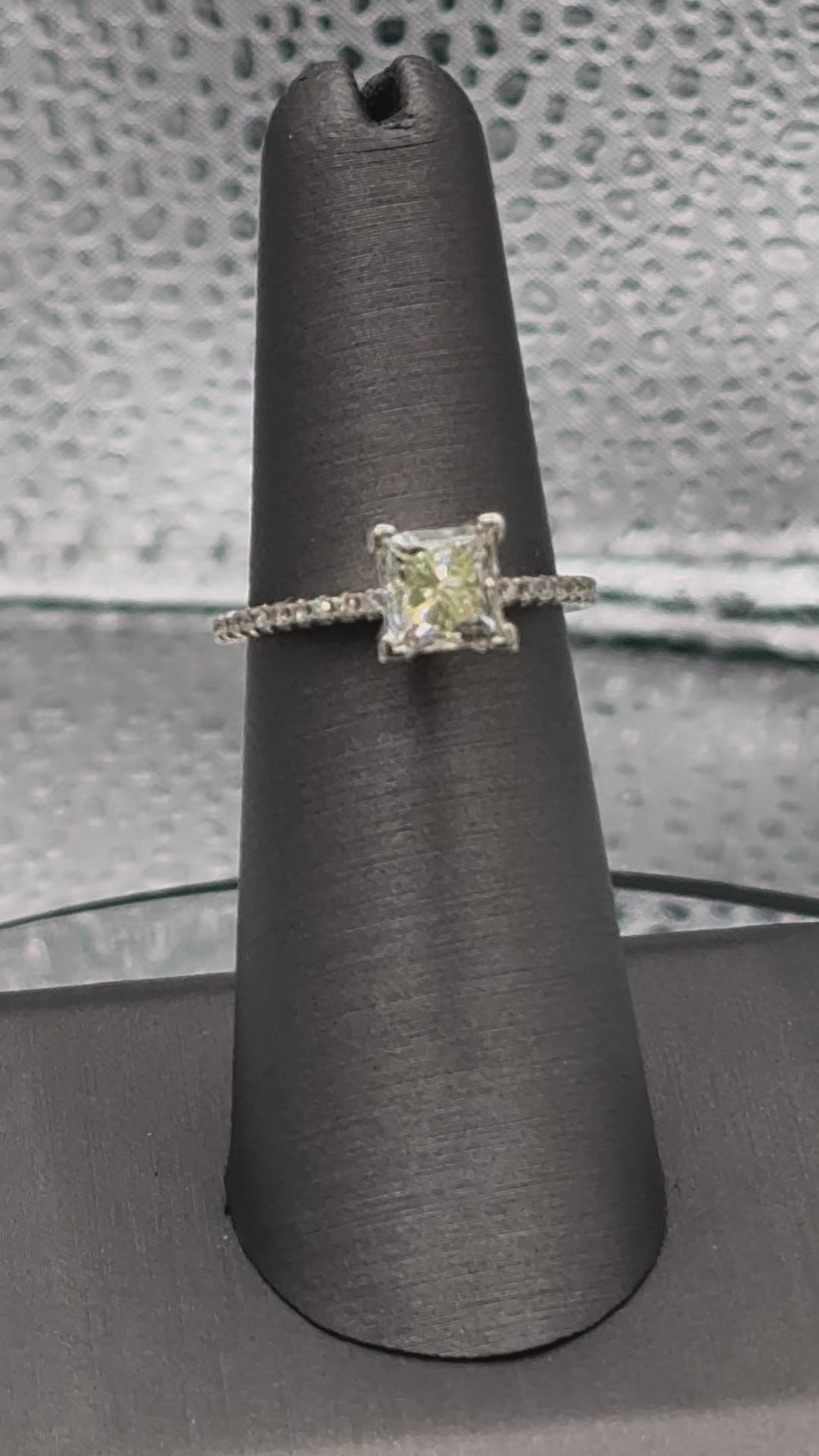 Ladies 14 Karat White Gold Princess Cut Diamond Ring
