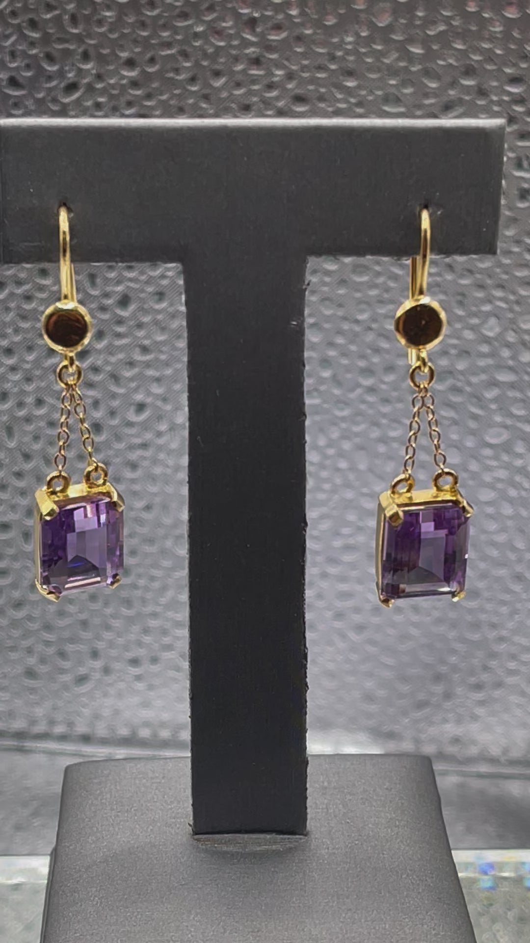 Ladies Fabulous 22 Karat Solid Yellow Gold Amethyst Earrings
