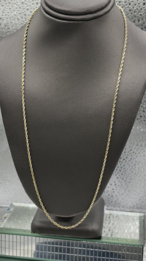 Movie of Ladies/Gents 14 Karat Yellow Gold Di-Cut Solid Rope Chain