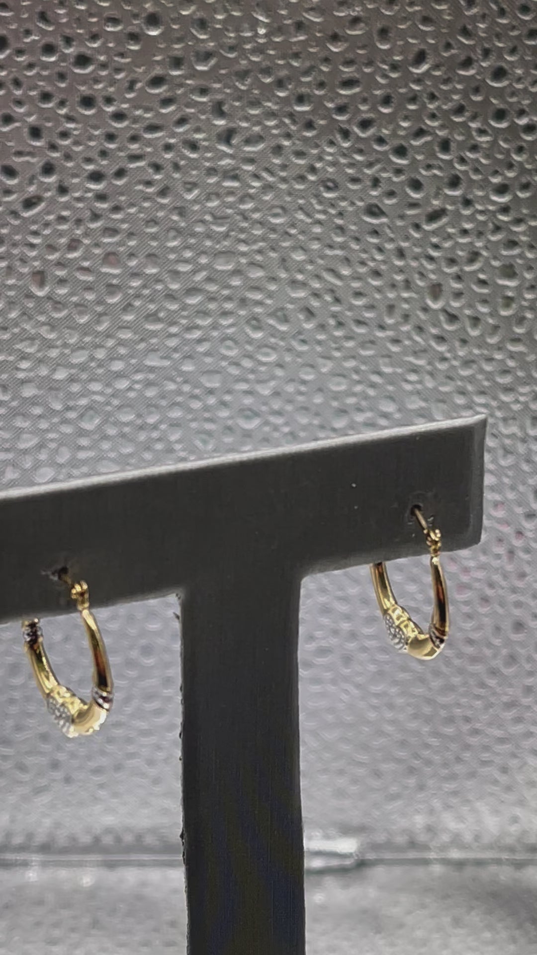 Ladies 14 Karat Solid Yellow and White Gold Heart Hoop Earrings