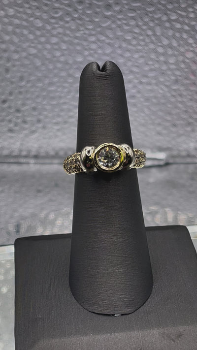 Ladies 14 Karat Solid Yellow Gold Diamond Engagement Ring