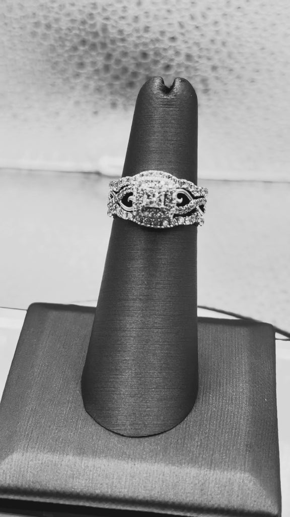 Ladies 10 Karat White Gold Diamond Princess Band
