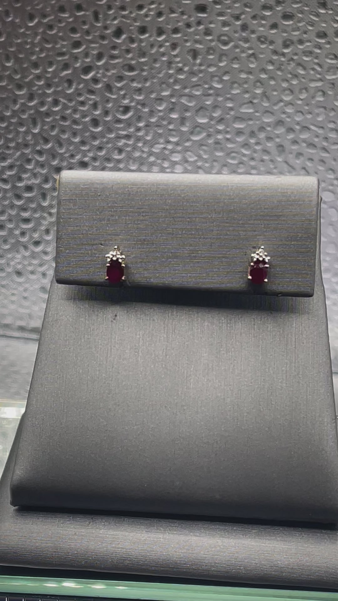 Ladies 10 Karat Solid Yellow Gold Ruby and Diamond Earrings