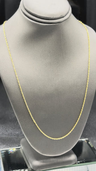 14 Karat Yellow Gold Ladies Twisted Sparkle Rope Chain