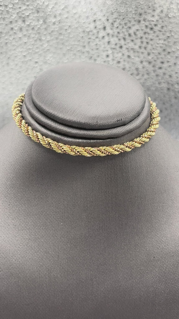 14 Karat Yellow Gold Ladies Vintage Rope & Box Link Bracelet