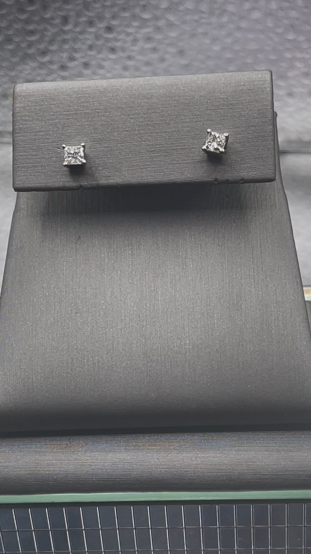 Ladies 14 Karat Solid White Gold Diamond Stud Earrings