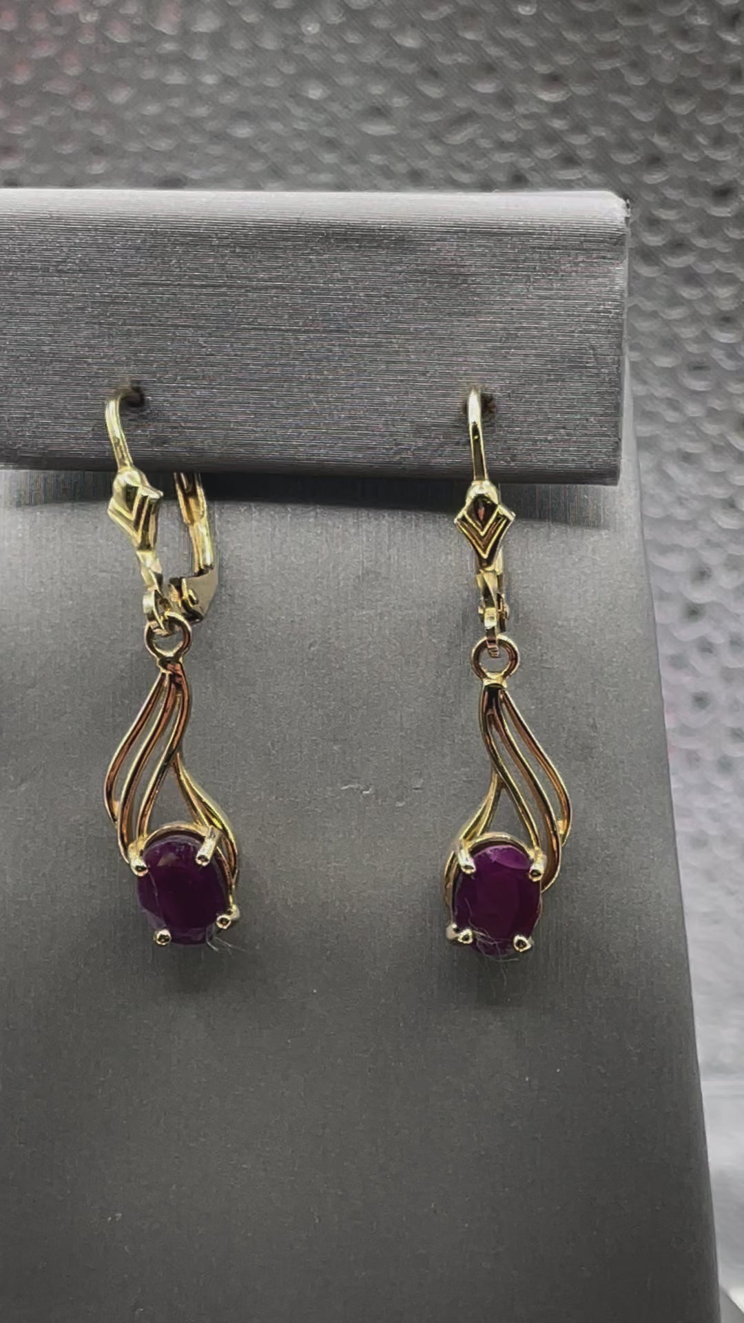 Ladies 14 Karat Solid Yellow Gold Ruby Earrings