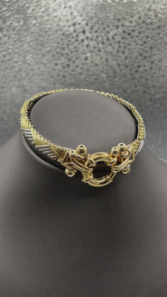 Movie of Ladies Italian 18 Karat Two-Tone Gold Woven Mesh Bracelet