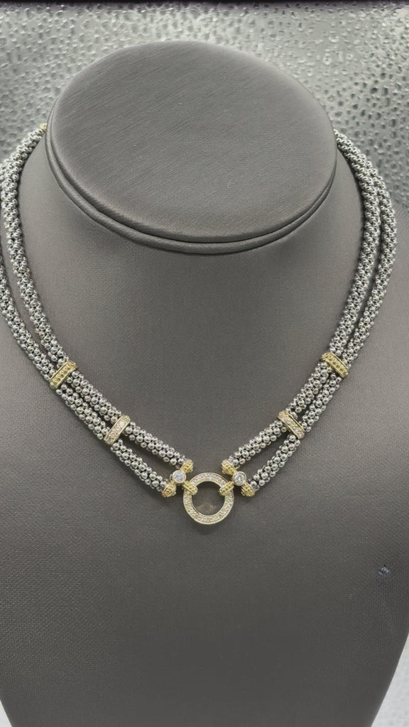 Movie of Lagos 18 Karat Gold & Sterling Diamond Double Strand Necklace