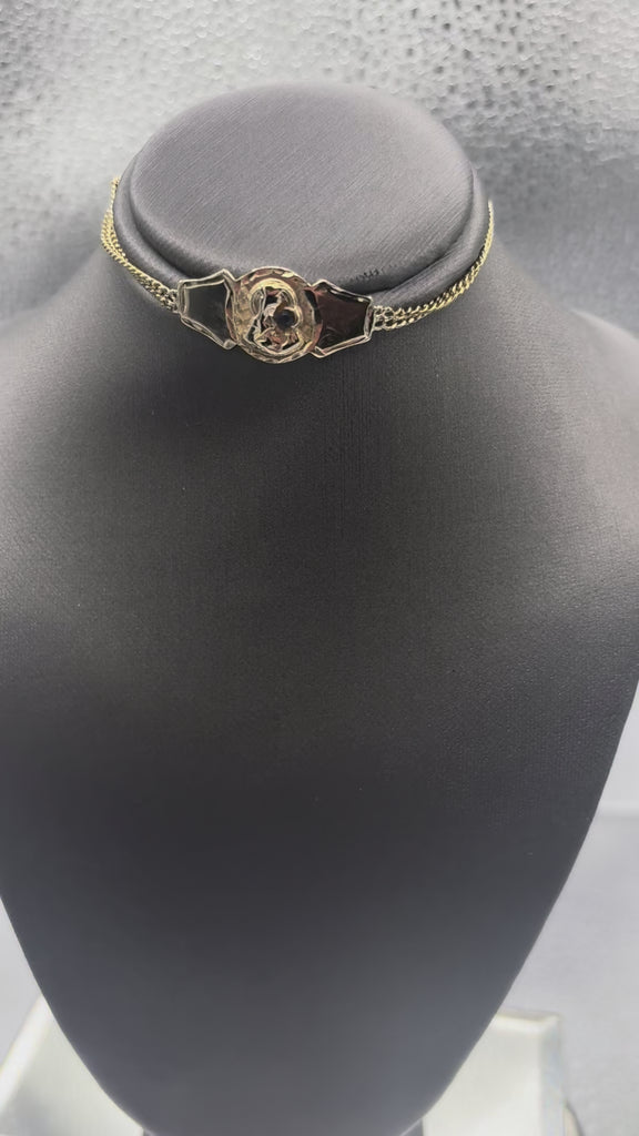 14 Karat Yellow Gold Ladies Virgin Mary Religious Bracelet