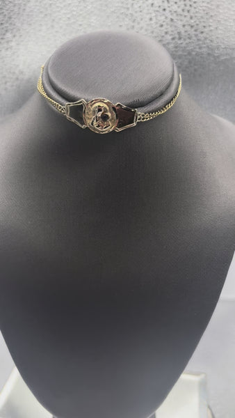 14 Karat Yellow Gold Ladies Virgin Mary Religious Bracelet