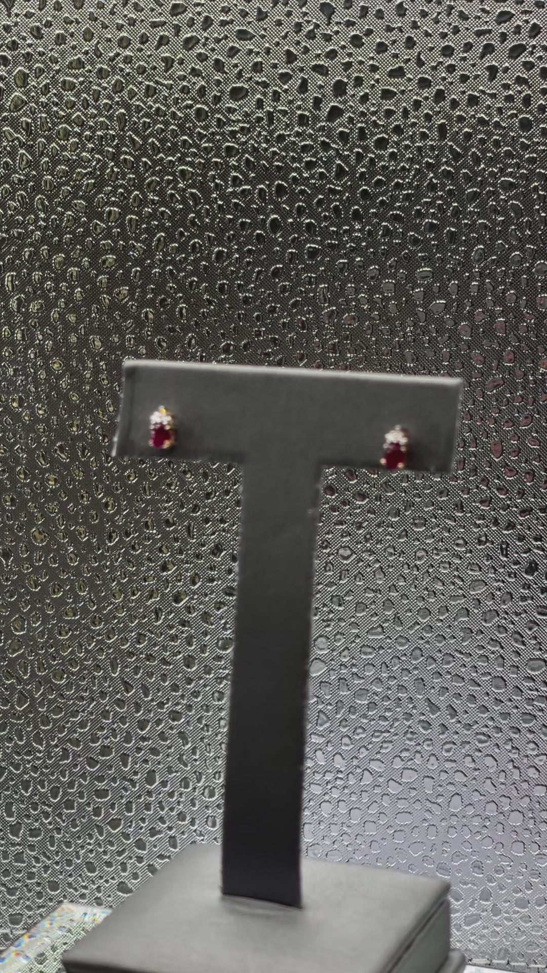 Ladies 10 Karat Solid Yellow Gold Ruby and Diamond Earrings