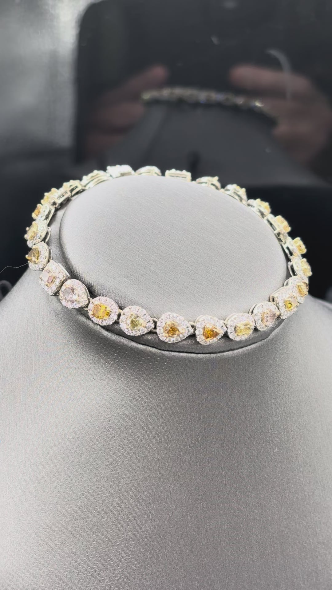 Ladies 18 Karat White Gold Fancy Shape & Color Diamond Bracelet