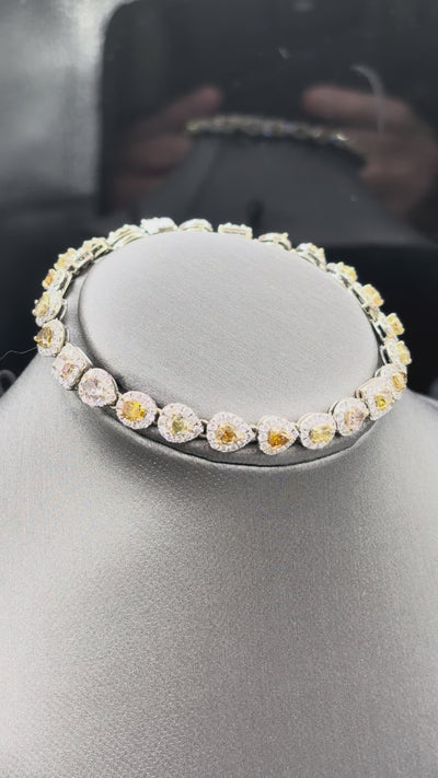 Ladies 18 Karat White Gold Fancy Shape & Color Diamond Bracelet