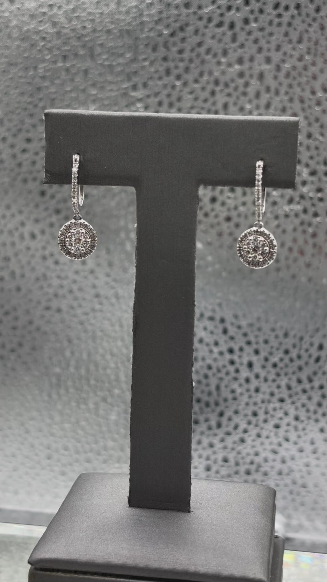 Movie of Ladies 14 Karat White Gold Dangling Diamond Halo Earrings