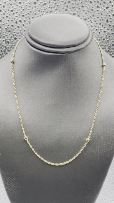 Ladies Petite 14 Karat Yellow Gold Ball & Link Chain
