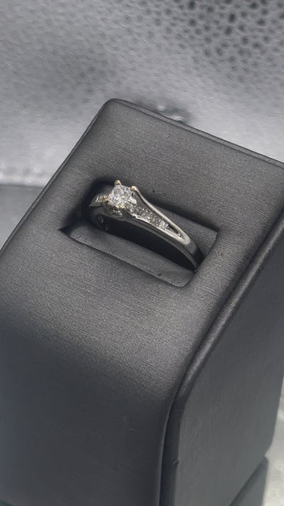 Ladies 14 Karat Solid White Gold Diamond Engagement Ring