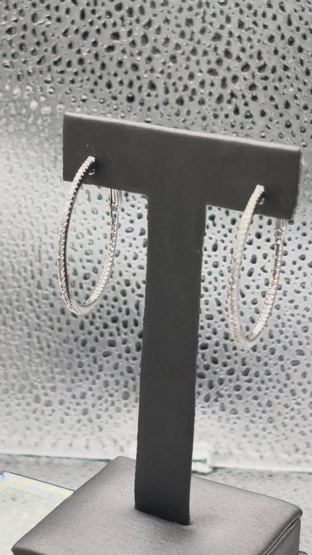 14 Karat White Gold Ladies Inside-Out Diamond Hoop Earrings