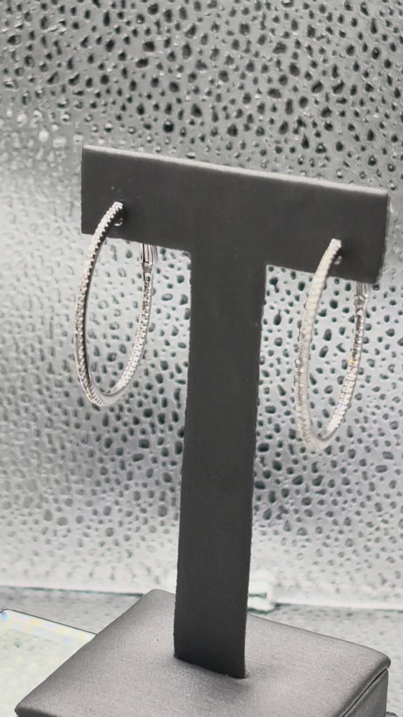 14 Karat White Gold Ladies Inside-Out Diamond Hoop Earrings